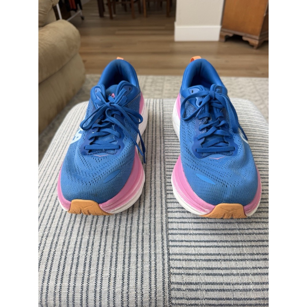 HOKA Bondi 8 Womens 11B Coastal Sky Blue Pink Running Shoes 1127952-CSAA - Picture 2 of 12